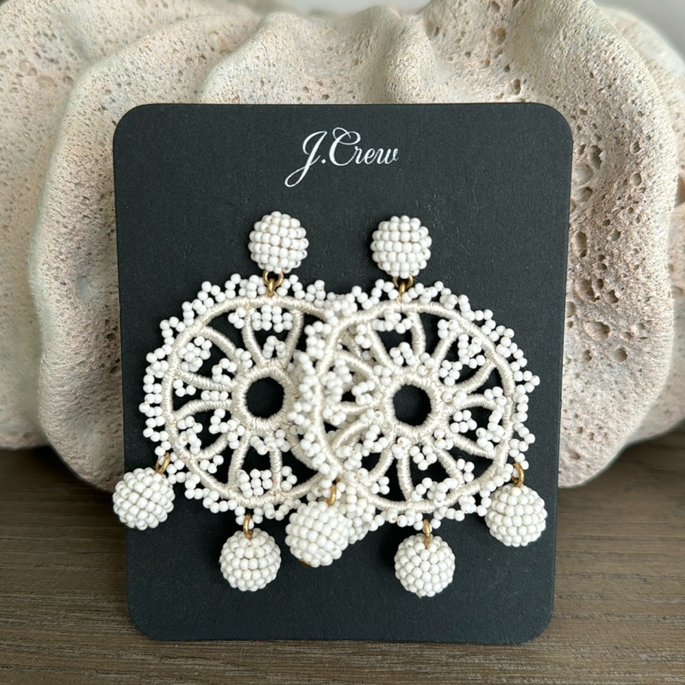 J Crew Beaded Earring White